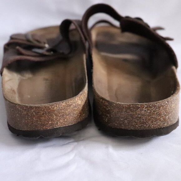 Autenti Unisex Sz 43 Brown Buckle Leather Socks Casual Slip On Sandals - Picture 5 of 9